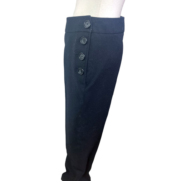 Burberry London Black Wool Side Button Womens Trousers Size 8 Wider Leg - Picture 4 of 6
